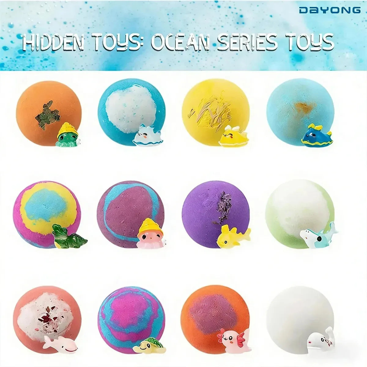 6-12PCS Kids Bath Bombs Natural Mega Bubbles Surprise Ocean Toys Gift Set Skin Friendly Bathing Kit for Boys and Girls