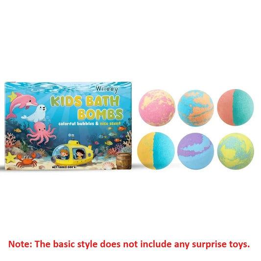6-12PCS Kids Bath Bombs Natural Mega Bubbles Surprise Ocean Toys Gift Set Skin Friendly Bathing Kit for Boys and Girls