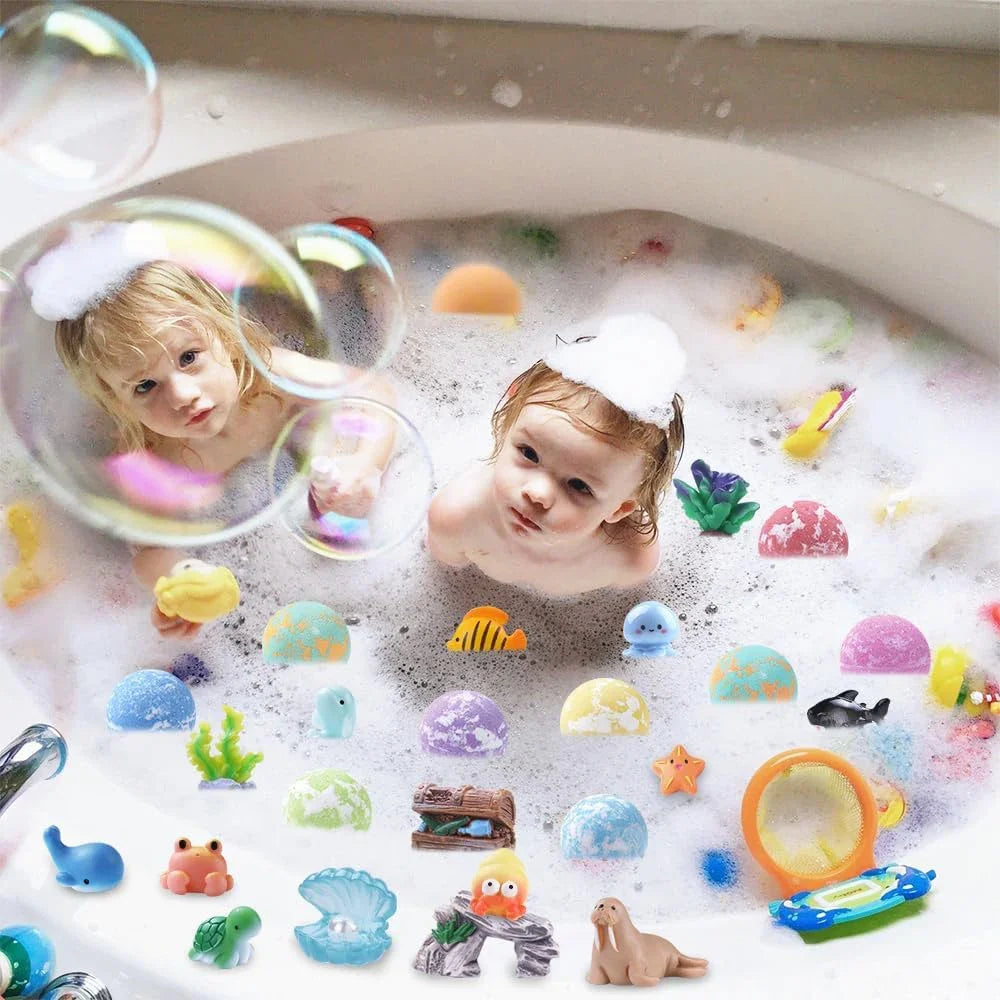 6-12PCS Kids Bath Bombs Natural Mega Bubbles Surprise Ocean Toys Gift Set Skin Friendly Bathing Kit for Boys and Girls