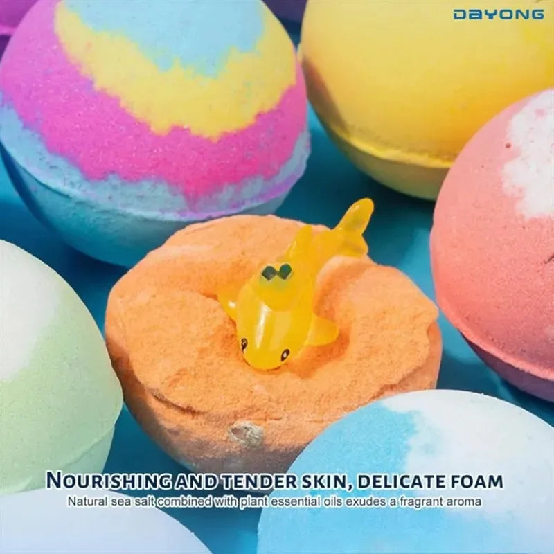 6-12PCS Kids Bath Bombs Natural Mega Bubbles Surprise Ocean Toys Gift Set Skin Friendly Bathing Kit for Boys and Girls
